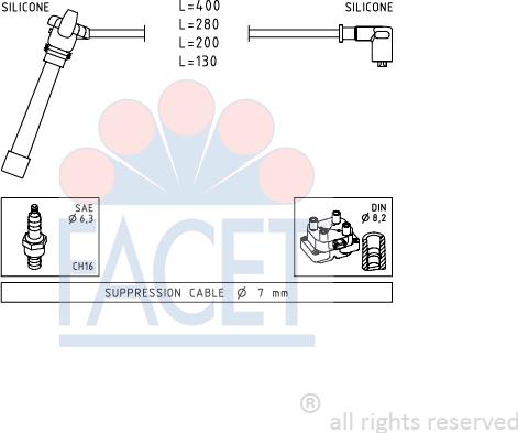 FACET 4.9504 - Комплект проводов зажигания autosila-amz.com