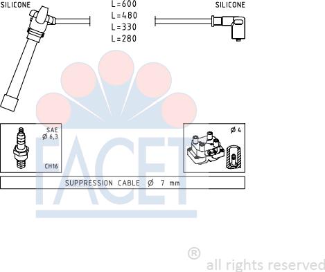 FACET 4.9505 - Комплект проводов зажигания autosila-amz.com