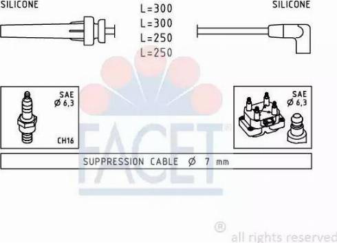 FACET 4.9508 - Комплект проводов зажигания autosila-amz.com