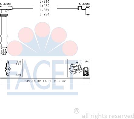 FACET 4.9503 - Комплект проводов зажигания autosila-amz.com