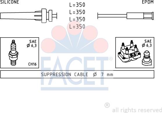 FACET 4.9511 - Комплект проводов зажигания autosila-amz.com