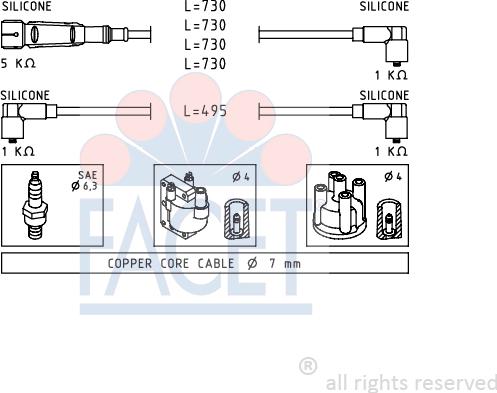 FACET 4.9518 - Комплект проводов зажигания autosila-amz.com