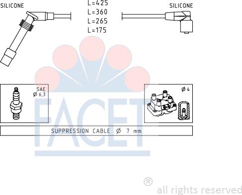 FACET 4.9531 - Комплект проводов зажигания autosila-amz.com