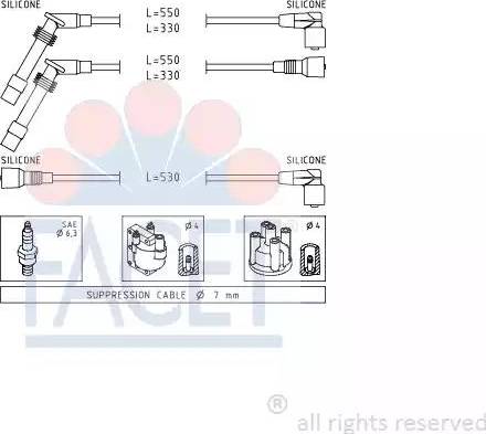 FACET 4.9532 - Комплект проводов зажигания autosila-amz.com