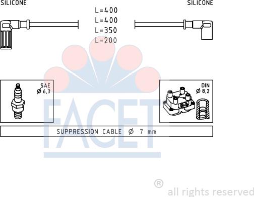 FACET 4.9527 - Комплект проводов зажигания autosila-amz.com