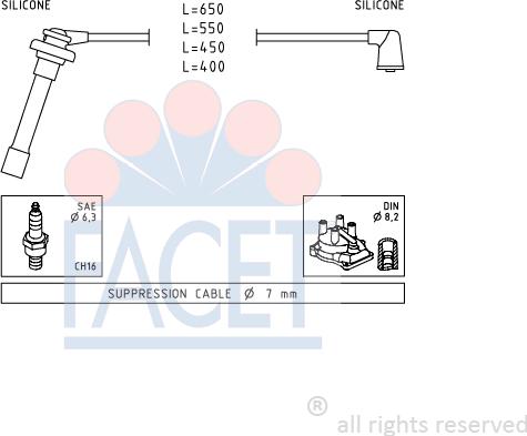 FACET 4.9699 - Комплект проводов зажигания autosila-amz.com