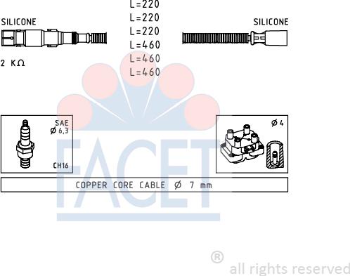 FACET 4.9643 - Комплект проводов зажигания autosila-amz.com