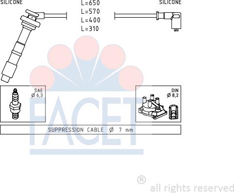 FACET 4.9658 - Комплект проводов зажигания autosila-amz.com