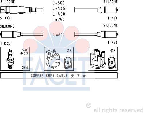 FACET 4.9667 - Комплект проводов зажигания autosila-amz.com