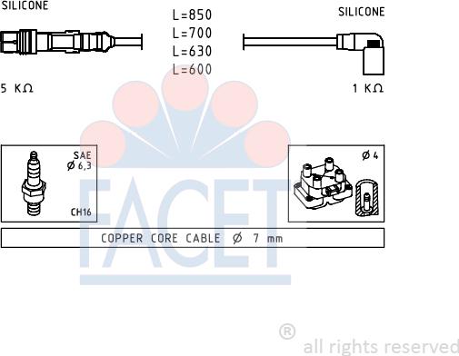 FACET 4.9601 - Комплект проводов зажигания autosila-amz.com
