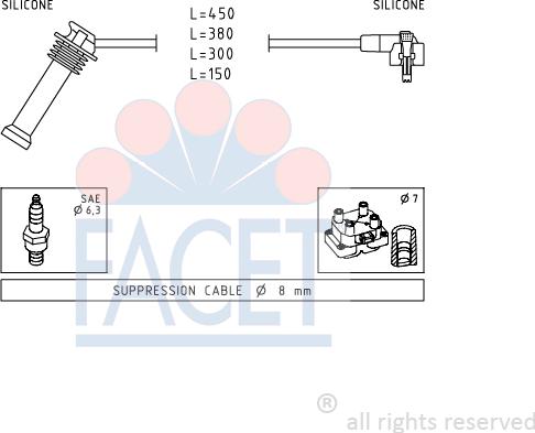 FACET 4.9630 - Комплект проводов зажигания autosila-amz.com