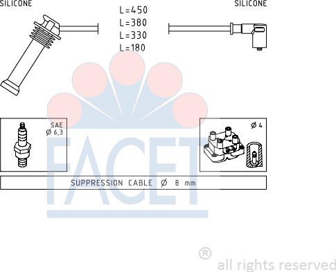 FACET 4.9624 - Комплект проводов зажигания autosila-amz.com