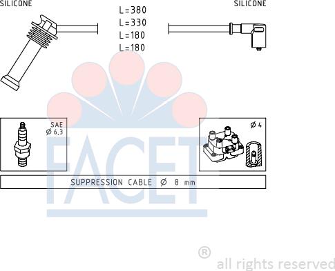 FACET 4.9625 - Комплект проводов зажигания autosila-amz.com