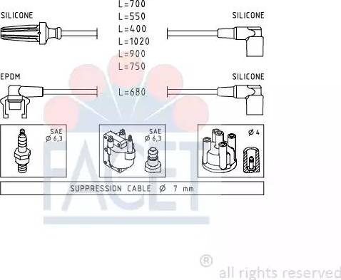 FACET 4.9142 - Комплект проводов зажигания autosila-amz.com