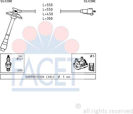 FACET 4.9856 - Комплект проводов зажигания autosila-amz.com