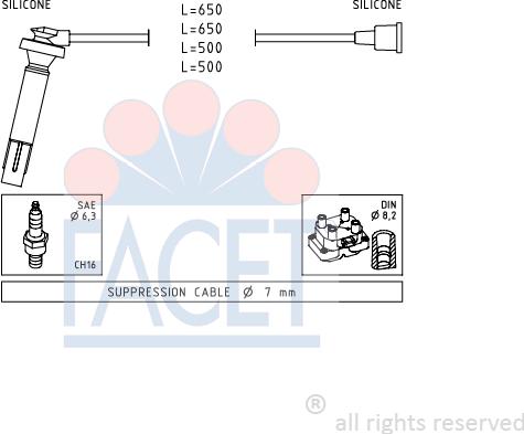 FACET 4.9819 - Комплект проводов зажигания autosila-amz.com