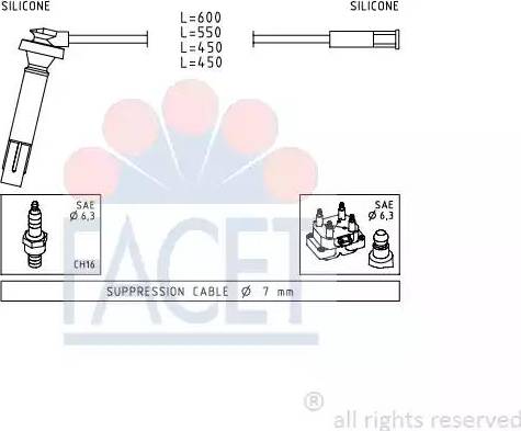 FACET 4.9814 - Комплект проводов зажигания autosila-amz.com