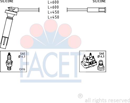 FACET 4.9813 - Комплект проводов зажигания autosila-amz.com