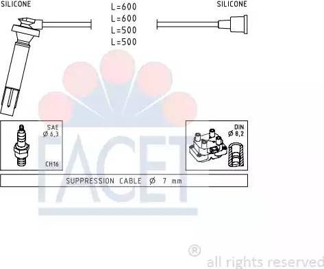 FACET 4.9817 - Комплект проводов зажигания autosila-amz.com