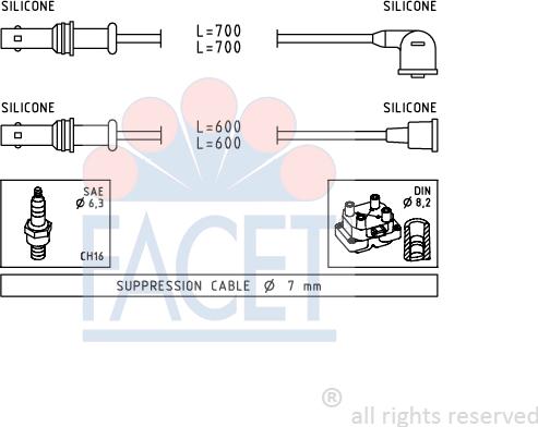 FACET 4.9835 - Комплект проводов зажигания autosila-amz.com