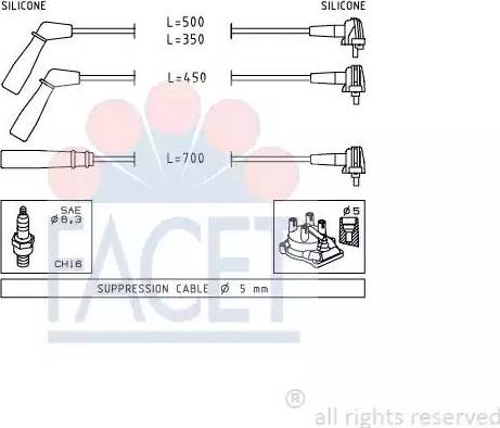 FACET 4.9393 - Комплект проводов зажигания autosila-amz.com