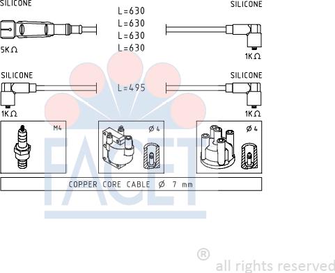 FACET 4.9364 - Комплект проводов зажигания autosila-amz.com