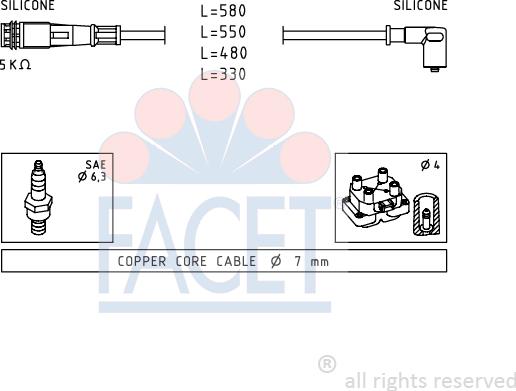 FACET 4.9363 - Комплект проводов зажигания autosila-amz.com