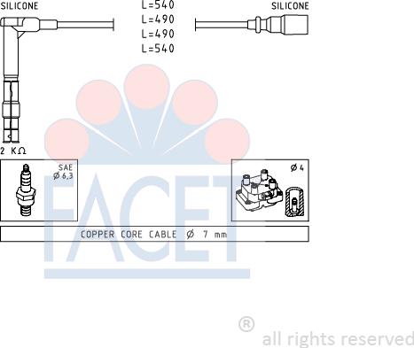 FACET 4.9305 - Комплект проводов зажигания autosila-amz.com