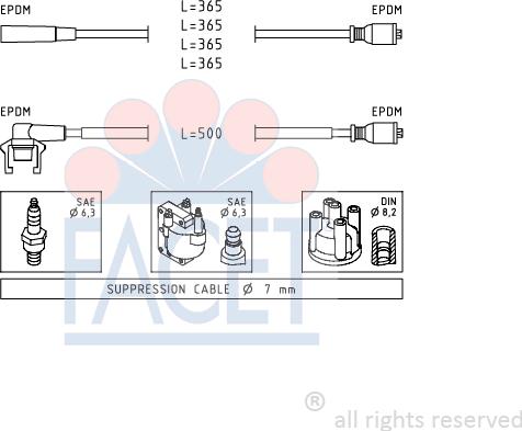 FACET 4.9332 - Комплект проводов зажигания autosila-amz.com