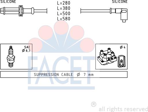 FACET 4.9374 - Комплект проводов зажигания autosila-amz.com