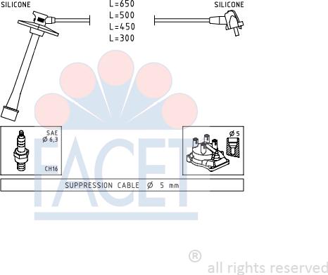 FACET 4.9793 - Комплект проводов зажигания autosila-amz.com