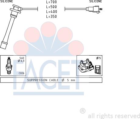 FACET 4.9792 - Комплект проводов зажигания autosila-amz.com