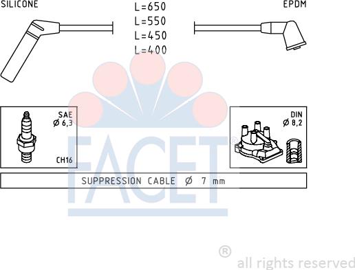 FACET 4.9753 - Комплект проводов зажигания autosila-amz.com