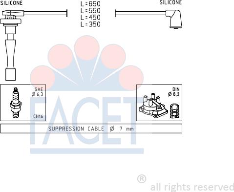 FACET 4.9709 - Комплект проводов зажигания autosila-amz.com