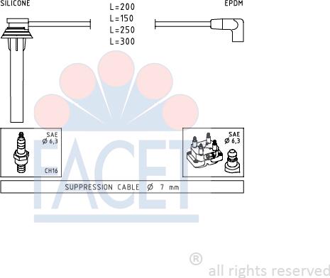 FACET 4.9719 - Комплект проводов зажигания autosila-amz.com
