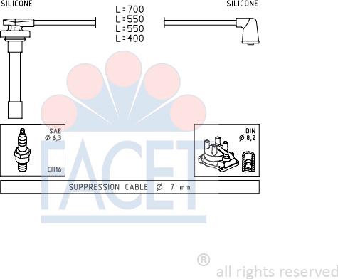 FACET 4.9711 - Комплект проводов зажигания autosila-amz.com