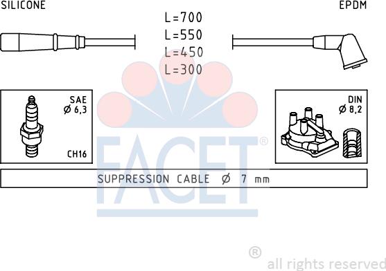FACET 4.9789 - Комплект проводов зажигания autosila-amz.com