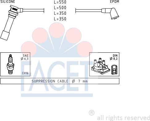 FACET 4.9738 - Комплект проводов зажигания autosila-amz.com