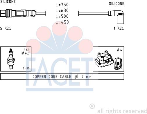 FACET 4.9723 - Комплект проводов зажигания autosila-amz.com