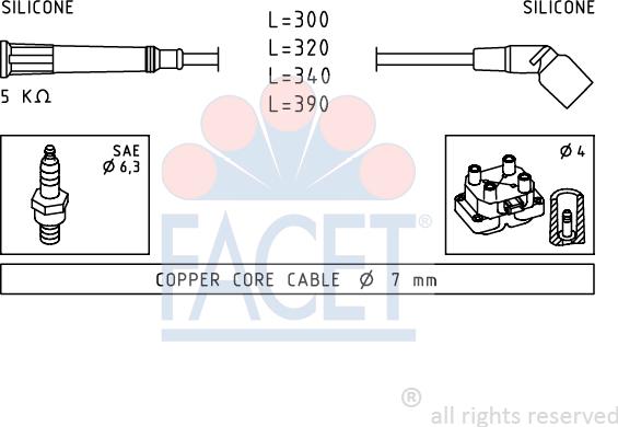 FACET 4.8900 - Комплект проводов зажигания autosila-amz.com