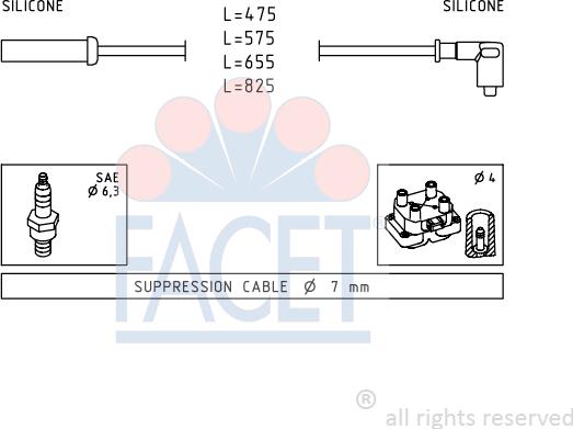FACET 4.8494 - Комплект проводов зажигания autosila-amz.com