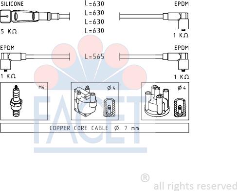 FACET 4.8493 - Комплект проводов зажигания autosila-amz.com