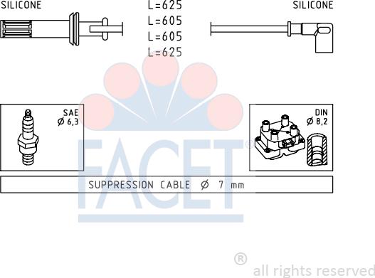 FACET 4.8456 - Комплект проводов зажигания autosila-amz.com