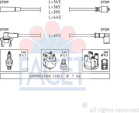 FACET 4.8543 - Комплект проводов зажигания autosila-amz.com