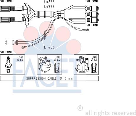 FACET 4.8507 - Комплект проводов зажигания autosila-amz.com