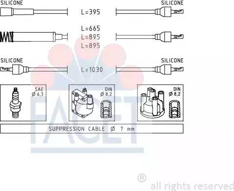 FACET 4.8516 - Комплект проводов зажигания autosila-amz.com