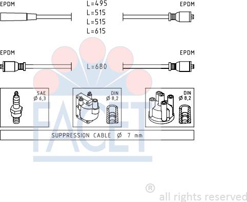 FACET 4.8511 - Комплект проводов зажигания autosila-amz.com