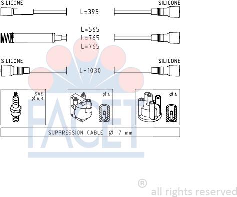 FACET 4.8527 - Комплект проводов зажигания autosila-amz.com