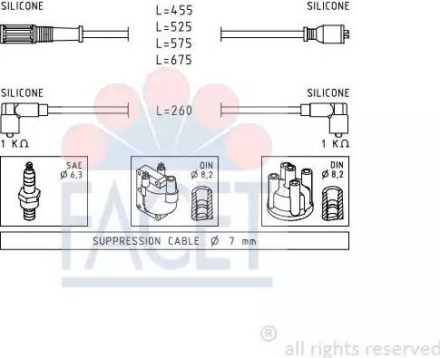 FACET 4.8692 - Комплект проводов зажигания autosila-amz.com