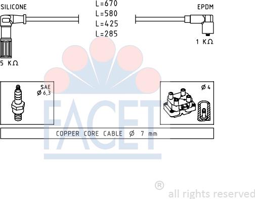 FACET 4.8655 - Комплект проводов зажигания autosila-amz.com